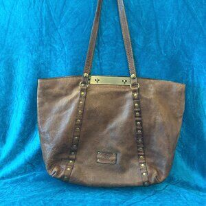 Patricia Nash Benvenuto Leather Tote Large brown satchel bag - multiple pockets